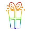 A creative rainbow gradient line drawing wrapped gift Royalty Free Stock Photo