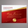 Creative red and golden certificate design template