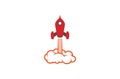 Creative Red Rocket Cloud Logo