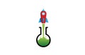 Creative Red Rocket Green Beaker Logo