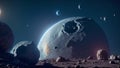 A Creative Rendering Of A Planet With A Moon And A Few Planets AI Generative