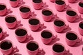 Creative Repetition Of Coffee Cups For Backgrounds And Wallpapers. Generative AI Royalty Free Stock Photo