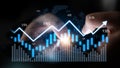 Dynamic Financial Graph with Hands Showing Growth Trends and Data Analysis in Digital Space for Business and Investment Royalty Free Stock Photo