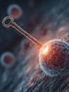 Creative Representation of a Key Interacting With a Spherical Cell Structure in a Futuristic Setting Royalty Free Stock Photo