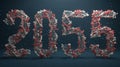 Creative Representation of the Number 2055 Using Molecular Structures Against a Dark Background Royalty Free Stock Photo