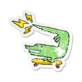 A creative retro distressed sticker of a amazing skateboarding alligator Royalty Free Stock Photo