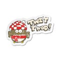 A creative retro distressed sticker of a cartoon cute owl singing twit twoo Royalty Free Stock Photo