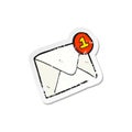 A creative retro distressed sticker of a cartoon email Royalty Free Stock Photo