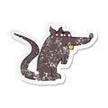 A creative retro distressed sticker of a cartoon evil rat Royalty Free Stock Photo