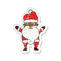 A creative retro distressed sticker of a cartoon grumpy santa Royalty Free Stock Photo