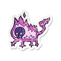A creative retro distressed sticker of a cartoon little imp Royalty Free Stock Photo