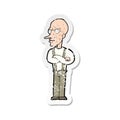 retro distressed sticker of a cartoon mean old man Royalty Free Stock Photo