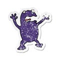 A creative retro distressed sticker of a cartoon poisonous frog Royalty Free Stock Photo