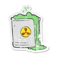 A creative retro distressed sticker of a cartoon radioactive waste