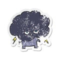 A creative retro distressed sticker of a cartoon raincloud Royalty Free Stock Photo