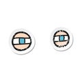 A creative retro distressed sticker of a cartoon scowling eyes