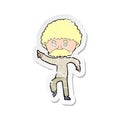 A creative retro distressed sticker of a cartoon seventies style man disco dancing Royalty Free Stock Photo