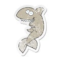 A creative retro distressed sticker of a cartoon shark Royalty Free Stock Photo