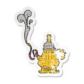 retro distressed sticker of a cartoon smoking hookah