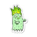 A creative retro distressed sticker of a cartoon spooky ghost Royalty Free Stock Photo