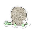 A creative retro distressed sticker of a cartoon tortoise