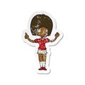 A creative retro distressed sticker of a cartoon woman explaining her point Royalty Free Stock Photo
