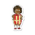 A creative retro distressed sticker of a cartoon woman in kitchen apron
