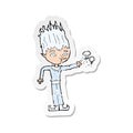 A creative retro distressed sticker of a jack frost cartoon