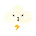 A creative retro illustration style cartoon thunder cloud Royalty Free Stock Photo