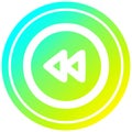 A creative rewind button circular in cold gradient spectrum