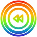 A creative rewind button circular in rainbow spectrum