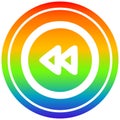 A creative rewind button circular in rainbow spectrum