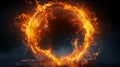 Creative Ring of fire flame burning on black background AI generated Royalty Free Stock Photo