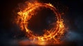 Creative Ring of fire flame burning on black background AI generated Royalty Free Stock Photo