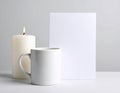Creative rituals with a candle, cup Royalty Free Stock Photo