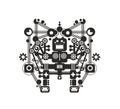 Creative robot print for t-shirt, stickers or wall art.