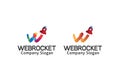 Letter W rocket Colorful Logo Design Illustration