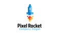 Pixel Rocket Logo Design Illustration