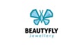 Creative Blue Butterfly Diamond Symbol Logo Design