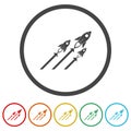Creative rocket sales marketing logo. Set icons in color circle buttons Royalty Free Stock Photo