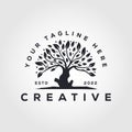 Creative Root Of The Tree logo illustration. Vector silhouette of a tree