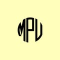 Creative Rounded Initial Letters MPU Logo Royalty Free Stock Photo