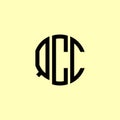 Creative Rounded Initial Letters QCC Logo Royalty Free Stock Photo