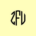 Creative Rounded Initial Letters ZFU Logo Royalty Free Stock Photo