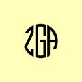 Creative Rounded Initial Letters ZGA Logo Royalty Free Stock Photo