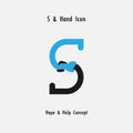 Creative S- alphabet icon abstract and hands icon design vector