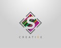 Creative S Letter Logo. Modern Abstract Square Geometric Initial S Icon