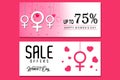 Creative Sale header or banner set with discount offer for Happy Women`s Day celebration Royalty Free Stock Photo