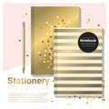 Creative scene with stationery background