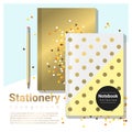 Creative scene with stationery background